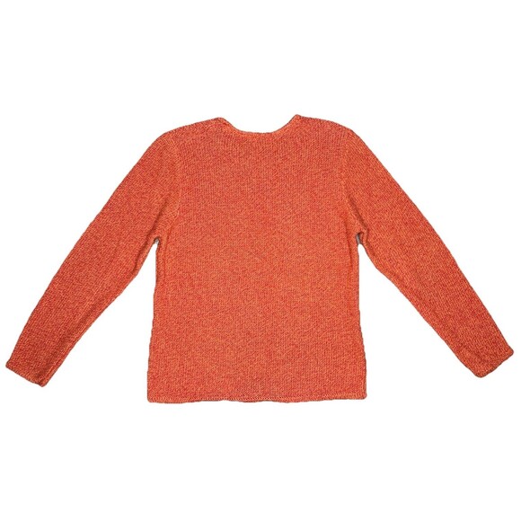 Vtg LL Bean Fisherman Sweater Women LG Orange Roll Neck Pullover Cotton Casual - Picture 5 of 8